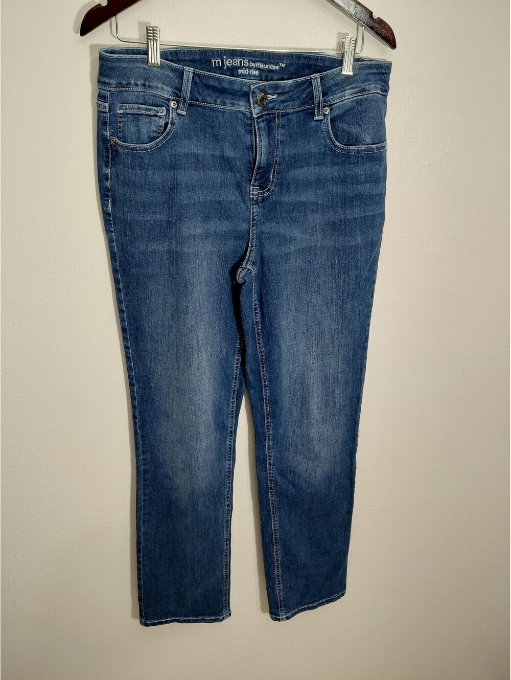 m jeans by Maurices Women's Mid-Rise Straight Jeans Size 14 Regular Blue Denim